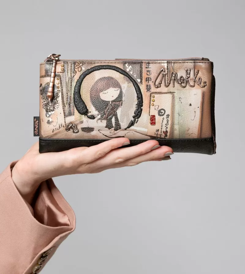 Anekke Carteras Y Monederos | Billetero Negro Grande Flexible Rfid Shoen