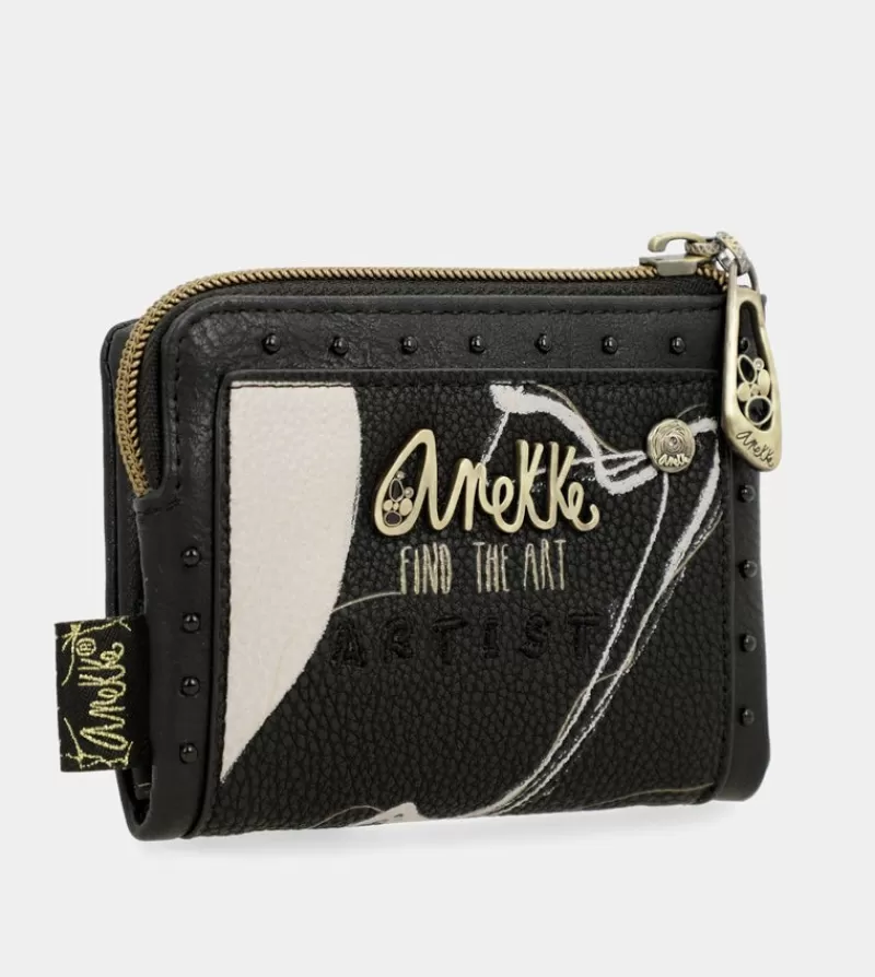 Anekke Carteras Y Monederos | Billetero Negro Pequeno Rfid Nature Shodo