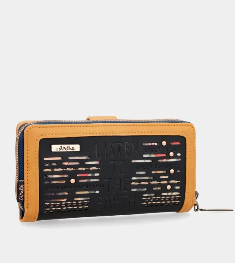 Anekke Carteras Y Monederos | Billetero Rfid Grande Azul Marino Nature Pachamama