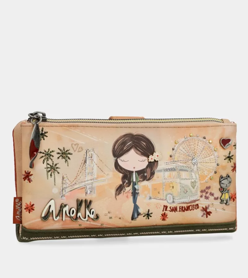 Anekke Carteras Y Monederos | Billetero Rfid Grande Peace & Love Camel
