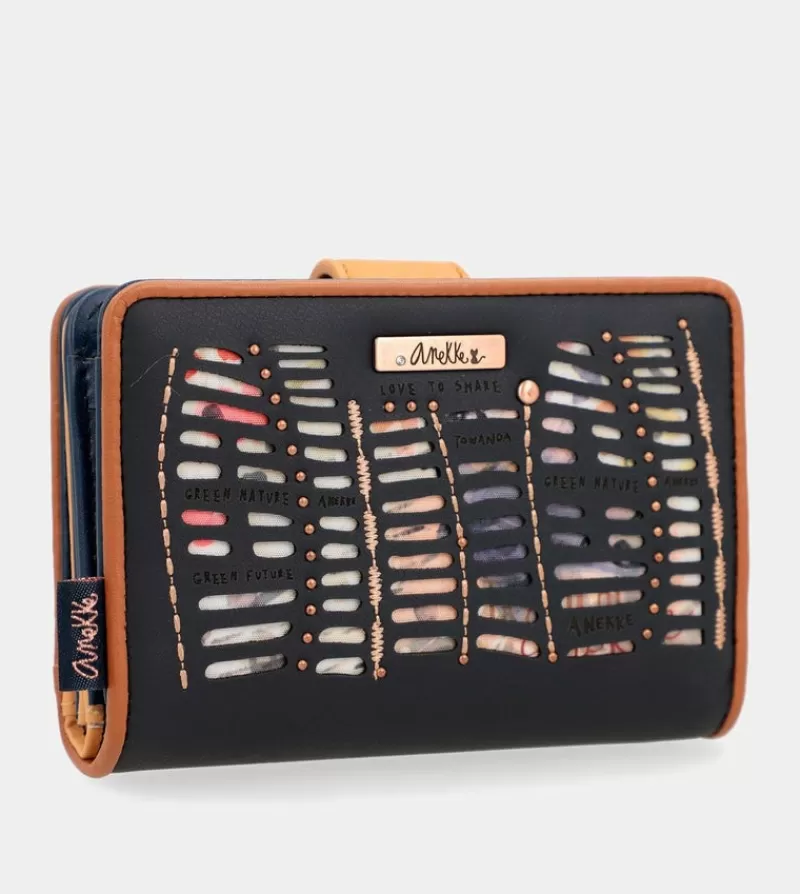 Anekke Carteras Y Monederos | Billetero Rfid Mediano Azul Marino Nature Pachamama