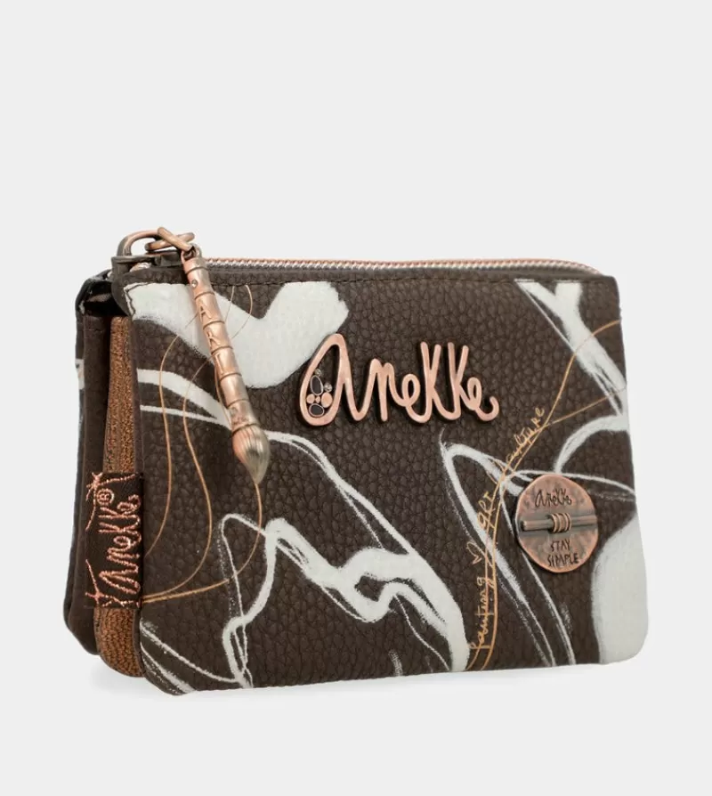 Anekke Carteras Y Monederos | Monedero 3 Compartimentos Marron Nature Shodo
