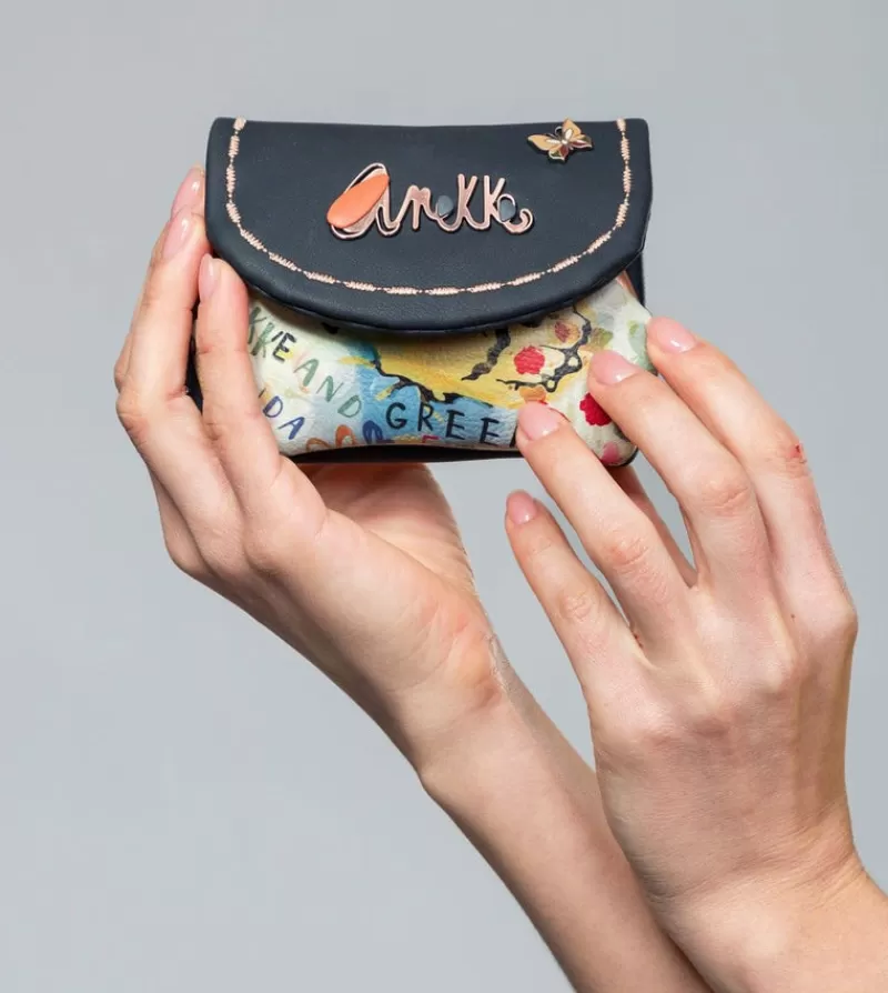 Anekke Carteras Y Monederos | Monedero De Solapa Azul Marino Nature Pachamama